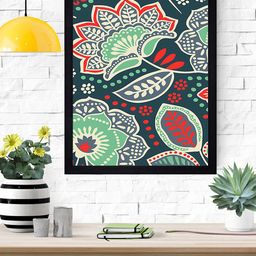 Gallery99 Multicolored Flowers & Leaf Texture Print Framed Wall Art-picture-48