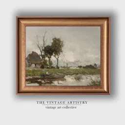 THE VINTAGE ARTISTRY Grey & Green River Landscape Wall Art-image-40