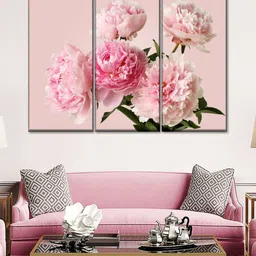 POSTERS AND TRUSS Set Of 3 Pink Peonies Bouquet Painting Frame-image-17