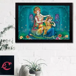 eCraftIndia Blue & Green Radha Krishna Satin Matt Texture UV Wall Art-picture-30