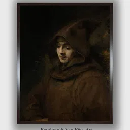 The Art House Black Rembrandts Son Titus in a Monks Habit Wooden Painting Wall Art image 1