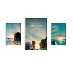 SAF White & Blue 3 Pieces Framed Nature Wall Art image 2