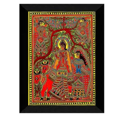 SAF Red & Yellow Madhubani Art Printed UV Coating Wall Art image 2