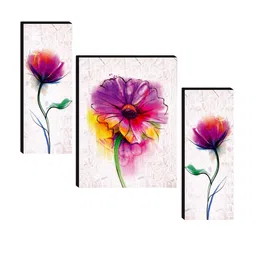 SAF Purple & Pink 3 Pieces Preety Flower Paintings Framed Wall Art image 2