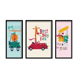 SAF Red & Orange 3-Pieces Printed Framed UV Coating Wall Art image 2