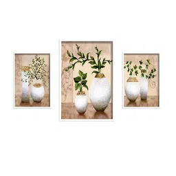 SAF White & Peach-Colored 3 Pieces Framed Premium Wall Art image 2