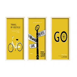 SAF Yellow 3 Pieces Printed Framed Wall Art image 3