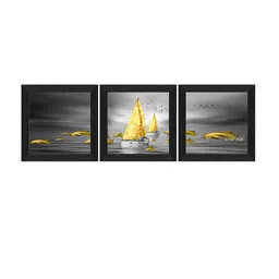 SAF Black & Grey 3 Pieces Framed Painting Wall Art image 2