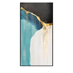 THE HANDMADE FLAIR Blue & Off White Scandinavian Color Block Canvas Wall Art image 2