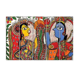 SAF Red & Yellow 5 Pieces UV Textured MDF Wall Art Painting image 3