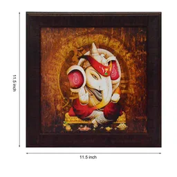 eCraftIndia Red & Brown Lord Ganesha Satin Matt Texture UV Wall Art image 3
