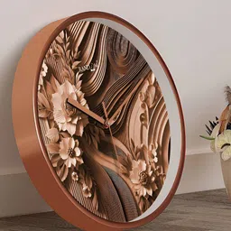 RANDOM Brown & Grey Printed Contemporary Round Wall Clock image 1