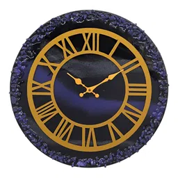 CHRONIKLE Purple and Goldtoned Round Analogue Contemporary Wall Clock-image-36