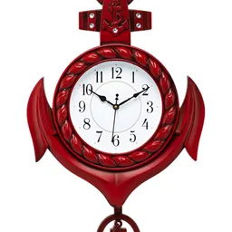 Attractionz Red and White Textured Contemporary Analogue Wall Clock image 3