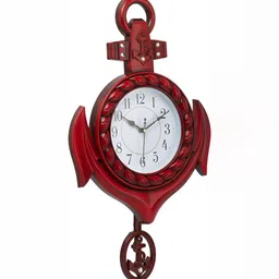 Attractionz  Red & White Textured Round Analogue Contemporary Pendulum Wall Clock image 5