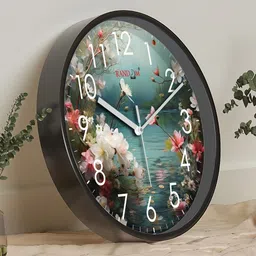RANDOM Black & Blue Printed Contemporary Wall Clock image 2