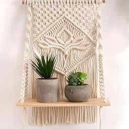 TECHEL Beige Wall Hanging Shelf Chic Decor image 1