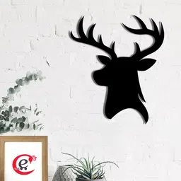 eCraftIndia Black Reindeer Wood Cutout Wall Decor-image-84