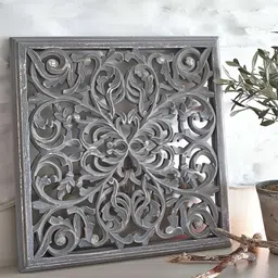 VAS collection home Grey Textured Wooden Wall Decor Plate-image-67
