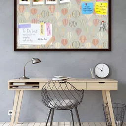 ArtzFolio Brown Printed Air Balloon Wooden Bulletin Board With Sticky Notes image 2