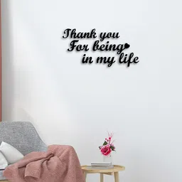 eCraftIndia Black Thank you for being in My life Cutout Wood Wall Decor image 4