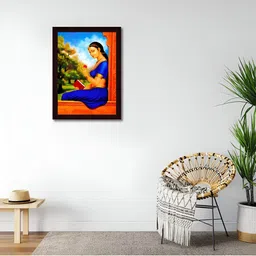 Tamatina Blue & Brown Printed Wooden Framed Wall Art image 3