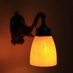 VAGalleryKing Yellow & Gold-Toned Textured Glass Bell Shaped Wall Lamp-picture-30