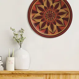 nestroots Chestnut Charm Mustard & Brown Printed Ceramic Hanging Wall Plate Decor image 1