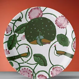 nestroots Green & White Pichwai Printed Wall Plate-picture-36