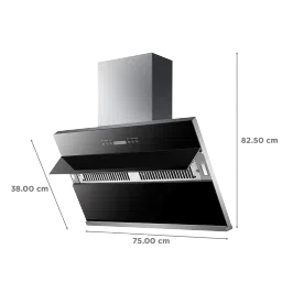 KAFF NOBELO TX DHC 75cm 1250m3/hr Ducted Auto Clean Wall Mounted Chimney with 3 Speed Gesture Control (Black) image 2