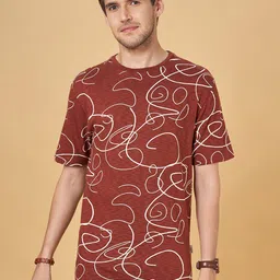 7 Alt by Pantaloons Abstract Printed Cotton Relaxed Fit T-shirt image 1