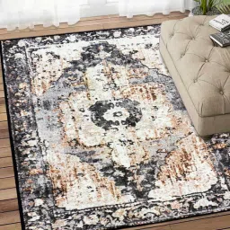 status Black Persian Polyester 5 ft x 7 ft Machine Made Carpet image 2