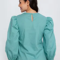 Zink London Green Mandarin Collar Top image 4