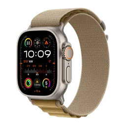 Apple Alpine Titanium, Polyester & Spandex Loop for Apple (44mm / 45mm / 46mm / 49mm, M) (Natural Titanium Finish, Tan) image 2
