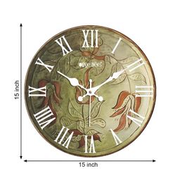 OLIVE TREE Green & White Printed Round Contemporary Wall Clock-picture-6