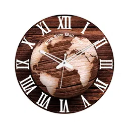 OLIVE TREE Brown & White Printed Analogue Contemporary Wall Clock-image-78