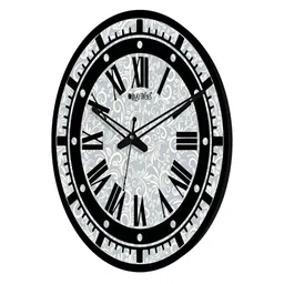 OLIVE TREE Grey & Black Printed Round Contemporary Wall Clock image 2