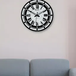 OLIVE TREE Grey & Black Printed Round Contemporary Wall Clock image 3