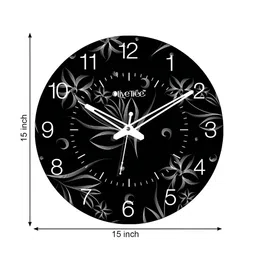 OLIVE TREE Black & White Printed Round Contemporary Wall Clock image 4