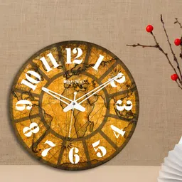 OLIVE TREE Orange & White Printed Round Contemporary Wall Clock image 3