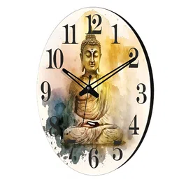 OLIVE TREE Beige & Black Printed Round Contemporary Wall Clock image 2