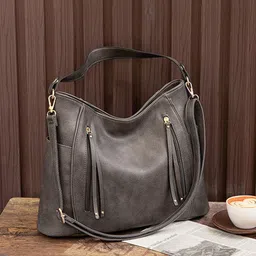 SYGA Leather Structured Hobo Bag With Tasselled-picture-22