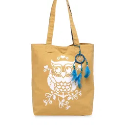 The House of Tara Beige & White Printed Tote Bag image 1