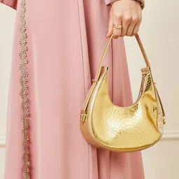 Styli Croc Texture Half Moon Handbag image 2