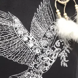 The House of Tara Black and White Canvas Eagle Motif Printed Shopper Tote Bag image 3