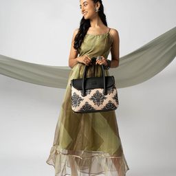 ZOUK Ethnic Motifs Printed Jute Structured Satchel-picture-12