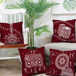 Indigifts Set of 4 Musical Instruments Printed Cushions-picture-31