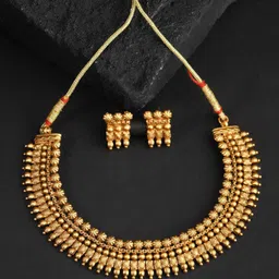 Adwitiya Collection 24 CT Gold-Plated Pearl Beaded Jewellery Set image 1