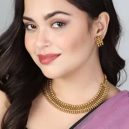 Adwitiya Collection 24 CT Gold-Plated Pearl Beaded Jewellery Set image 2