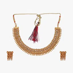Adwitiya Collection 24 CT Gold-Plated Pearl Beaded Jewellery Set image 3